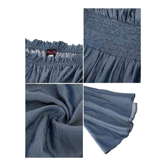 HANNA Nikole Women's Plus Size Blouse Off Shoulder Trumpet Sleeve Peasant - Picture 4 of 5